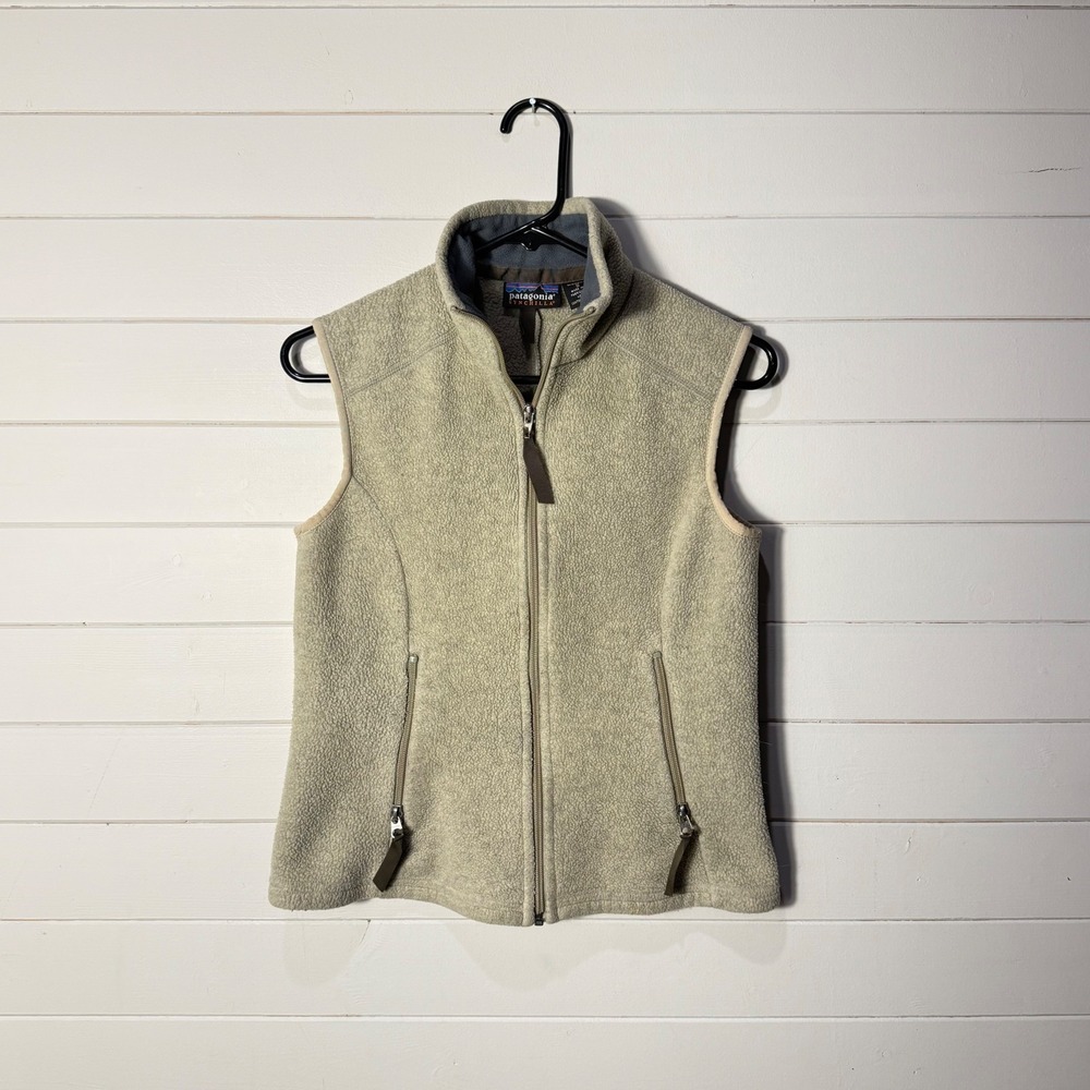 Patagonia Synchilla Vest Womens Small True Vintage Fleece‎ Cream Tan Full Zip